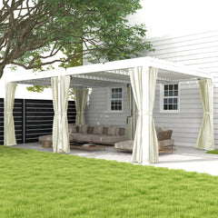 Outsunny 12' x 19' Aluminum Pergola with Adjustable Louvered, Outdoor Pergola with Curtains and Netting, Cream White 84C-509V00WT