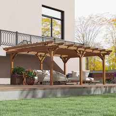 Outsunny 12' x 16' Outdoor Pergola Grape Trellis, Wood Gazebo for Climbing Plants at Garden, Patio, Backyard, Deck, Brown 84C-417V01DR
