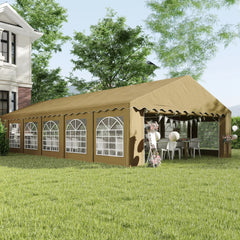 Outsunny 20' x 40' Party Tent, Outdoor Canopy Tent with Removable Sidewalls, 12 Windows for Parties, Wedding, Events, BBQ, Brown 84C-538V00DR