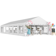 Outsunny 20' x 40' Party Tent, Outdoor Canopy Tent with Removable Sidewalls, 12 Windows for Parties, Wedding, Events, BBQ, White 84C-538V00WT