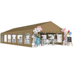 Outsunny 20' x 40' Party Tent, Outdoor Canopy Tent with Removable Sidewalls, 12 Windows for Parties, Wedding, Events, BBQ, Brown 84C-538V00DR