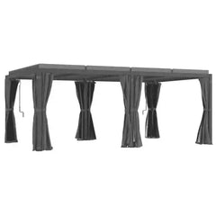 Outsunny 12' x 19' Aluminum Pergola with Adjustable Louvered, Outdoor Pergola with Curtains and Netting, Dark Gray 84C-509V00CG