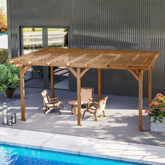 Outsunny 12' x 16' Outdoor Pergola Grape Trellis, Wood Gazebo for Climbing Plants at Garden, Patio, Backyard, Deck, Brown 84C-417V01DR