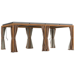 Outsunny 12' x 19' Aluminum Pergola with Adjustable Louvered, Outdoor Pergola with Curtains and Netting, Natural 84C-509V00ND