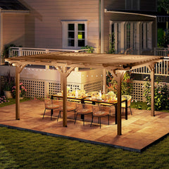 Outsunny 12' x 16' Outdoor Pergola Grape Trellis, Wood Gazebo for Climbing Plants at Garden, Patio, Backyard, Deck, Brown 84C-417V01DR