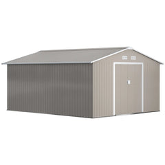 Outsunny Garden Metal Shed, Storage Shed Utility Storage with Double Locking Doors for Bike, Yard Tools, Light Gray 845-031V01LG