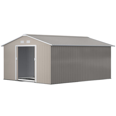 Outsunny Garden Metal Shed, Storage Shed Utility Storage with Double Locking Doors for Bike, Yard Tools, Light Gray 845-031V01LG