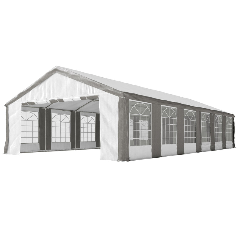 Outsunny 20 x 40 ft Heavy Duty Party Tent Outdoor Gazebo Wedding Tent Event Shelter Carport BBQ with Removable Sidewalls & Windows, Outside Waterproof Canopy for Parties, White and Gray 84C-020V00GY