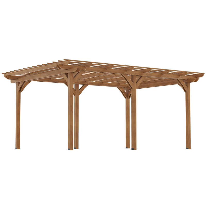 Outsunny 12' x 16' Outdoor Pergola Grape Trellis, Wood Gazebo for Climbing Plants at Garden, Patio, Backyard, Deck, Brown 84C-417V01DR