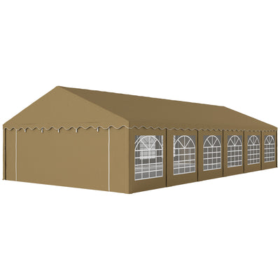 Outsunny 20' x 40' Party Tent, Outdoor Canopy Tent with Removable Sidewalls, 12 Windows for Parties, Wedding, Events, BBQ, Brown 84C-538V00DR