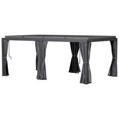 Outsunny 12' x 19' Aluminum Pergola with Adjustable Louvered, Outdoor Pergola with Curtains and Netting, Dark Gray 84C-509V00CG