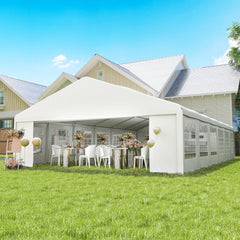 Outsunny 23' x 39' Heavy Duty Party Tent & Carport with Removable Sidewalls and Double Doors, Large Canopy Tent, Sun Shade Shelter, for Parties, Wedding, Outdoor Events, BBQ, White 84C-389V00WT