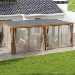 Outsunny 12' x 19' Aluminum Pergola with Adjustable Louvered, Outdoor Pergola with Curtains and Netting, Natural 84C-509V00ND