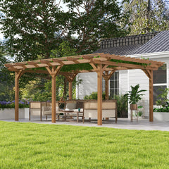 Outsunny 12' x 16' Outdoor Pergola Grape Trellis, Wood Gazebo for Climbing Plants at Garden, Patio, Backyard, Deck, Brown 84C-417V01DR