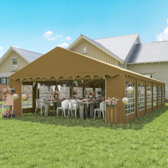 Outsunny 20' x 40' Party Tent, Outdoor Canopy Tent with Removable Sidewalls, 12 Windows for Parties, Wedding, Events, BBQ, Brown 84C-538V00DR