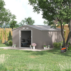 Outsunny Garden Metal Shed, Storage Shed Utility Storage with Double Locking Doors for Bike, Yard Tools, Light Gray 845-031V01LG
