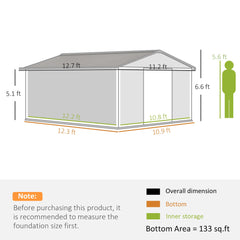 Outsunny Garden Metal Shed, Storage Shed Utility Storage with Double Locking Doors for Bike, Yard Tools, Brown 845-031V01BN