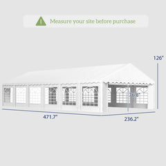 Outsunny 20' x 40' Party Tent, Outdoor Canopy Tent with Removable Sidewalls, 12 Windows for Parties, Wedding, Events, BBQ, White 84C-538V00WT
