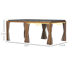 Outsunny 12' x 19' Aluminum Pergola with Adjustable Louvered, Outdoor Pergola with Curtains and Netting, Natural 84C-509V00ND