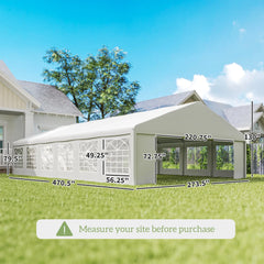 Outsunny 23' x 39' Heavy Duty Party Tent & Carport with Removable Sidewalls and Double Doors, Large Canopy Tent, Sun Shade Shelter, for Parties, Wedding, Outdoor Events, BBQ, White 84C-389V00WT