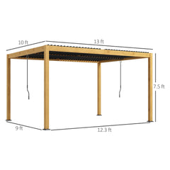 Outsunny Aluminum Louvered Pergola with Adjustable Roof, 10' x 13' Hardtop Gazebo for Patio, Deck, Garden, Yard, Beach 84C-454V01ND