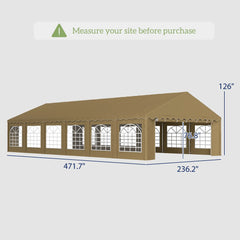 Outsunny 20' x 40' Party Tent, Outdoor Canopy Tent with Removable Sidewalls, 12 Windows for Parties, Wedding, Events, BBQ, Brown 84C-538V00DR