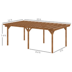 Outsunny 12' x 20' Outdoor Pergola, Wood Gazebo Grape Trellis with Stable Structure for Climbing Plant Support, Garden, Patio, Backyard, Deck 84C-417V00DR