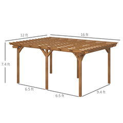 Outsunny 12' x 16' Outdoor Pergola Grape Trellis, Wood Gazebo for Climbing Plants at Garden, Patio, Backyard, Deck, Brown 84C-417V01DR
