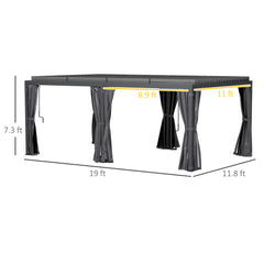 Outsunny 12' x 19' Aluminum Pergola with Adjustable Louvered, Outdoor Pergola with Curtains and Netting, Dark Gray 84C-509V00CG