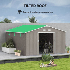 Outsunny Garden Metal Shed, Storage Shed Utility Storage with Double Locking Doors for Bike, Yard Tools, Light Gray 845-031V01LG