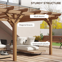 Outsunny 12' x 16' Outdoor Pergola Grape Trellis, Wood Gazebo for Climbing Plants at Garden, Patio, Backyard, Deck, Brown 84C-417V01DR