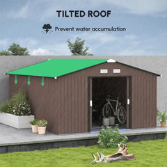 Outsunny Garden Metal Shed, Storage Shed Utility Storage with Double Locking Doors for Bike, Yard Tools, Brown 845-031V01BN