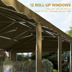 Outsunny 20' x 40' Party Tent, Outdoor Canopy Tent with Removable Sidewalls, 12 Windows for Parties, Wedding, Events, BBQ, Brown 84C-538V00DR