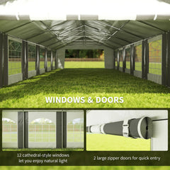 Outsunny 20 x 40 ft Heavy Duty Party Tent Outdoor Gazebo Wedding Tent Event Shelter Carport BBQ with Removable Sidewalls & Windows, Outside Waterproof Canopy for Parties, White and Gray 84C-020V00GY
