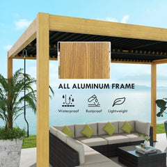 Outsunny Aluminum Louvered Pergola with Adjustable Roof, 10' x 13' Hardtop Gazebo for Patio, Deck, Garden, Yard, Beach 84C-454V01ND