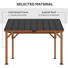 Outsunny 11' x 12' Hardtop Gazebo with Wooden Frame and Waterproof Asphalt Roof, Permanent Pavilion Gazebo Canopy, for Garden, Patio, Backyard, Deck, Porch, Brown 84C-363V00BN
