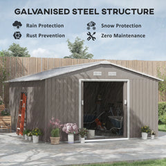 Outsunny Garden Metal Shed, Storage Shed Utility Storage with Double Locking Doors for Bike, Yard Tools, Light Gray 845-031V01LG
