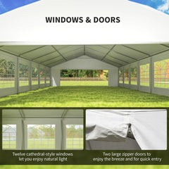 Outsunny 23' x 39' Heavy Duty Party Tent & Carport with Removable Sidewalls and Double Doors, Large Canopy Tent, Sun Shade Shelter, for Parties, Wedding, Outdoor Events, BBQ, White 84C-389V00WT