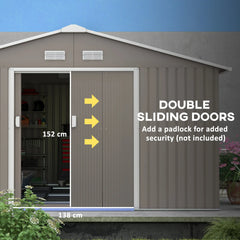 Outsunny Garden Metal Shed, Storage Shed Utility Storage with Double Locking Doors for Bike, Yard Tools, Light Gray 845-031V01LG