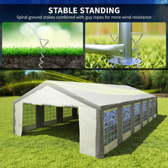 Outsunny 20 x 40 ft Heavy Duty Party Tent Outdoor Gazebo Wedding Tent Event Shelter Carport BBQ with Removable Sidewalls & Windows, Outside Waterproof Canopy for Parties, White and Gray 84C-020V00GY