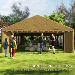 Outsunny 20' x 40' Party Tent, Outdoor Canopy Tent with Removable Sidewalls, 12 Windows for Parties, Wedding, Events, BBQ, Brown 84C-538V00DR