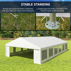 Outsunny 23' x 39' Heavy Duty Party Tent & Carport with Removable Sidewalls and Double Doors, Large Canopy Tent, Sun Shade Shelter, for Parties, Wedding, Outdoor Events, BBQ, White 84C-389V00WT