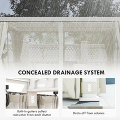 Outsunny 12' x 19' Aluminum Pergola with Adjustable Louvered, Outdoor Pergola with Curtains and Netting, Cream White 84C-509V00WT