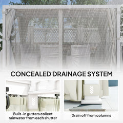 Outsunny 10' x 13' Outdoor Retractable Pergola w/ Sun Shade Aluminum Louvered Top, Pergola w/ Canopy, Curtains, Netting, Cream 84C-510V01WT