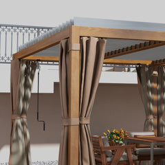 Outsunny 12' x 19' Aluminum Pergola with Adjustable Louvered, Outdoor Pergola with Curtains and Netting, Natural 84C-509V00ND