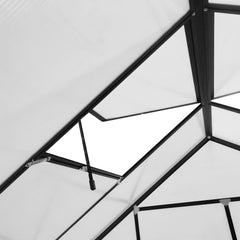 Outsunny 20' x 8' Aluminum Greenhouse Polycarbonate Walk-in Garden Greenhouse Kit with Adjustable Roof Vent, Rain Gutter and Sliding Door for Winter, Clear 845-533V00CR
