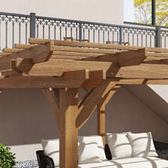Outsunny 12' x 16' Outdoor Pergola Grape Trellis, Wood Gazebo for Climbing Plants at Garden, Patio, Backyard, Deck, Brown 84C-417V01DR