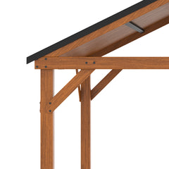 Outsunny 11' x 12' Hardtop Gazebo with Wooden Frame and Waterproof Asphalt Roof, Permanent Pavilion Gazebo Canopy, for Garden, Patio, Backyard, Deck, Porch, Brown 84C-363V00BN