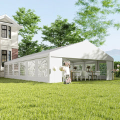 Outsunny 23' x 39' Heavy Duty Party Tent & Carport with Removable Sidewalls and Double Doors, Large Canopy Tent, Sun Shade Shelter, for Parties, Wedding, Outdoor Events, BBQ, White 84C-389V00WT