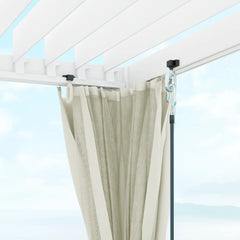 Outsunny 12' x 19' Aluminum Pergola with Adjustable Louvered, Outdoor Pergola with Curtains and Netting, Cream White 84C-509V00WT